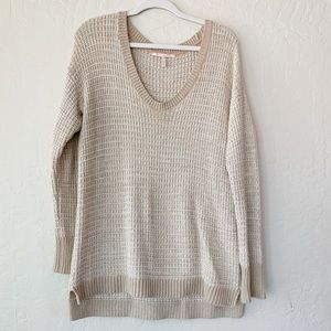Victoria's Secret Tan Cream Cotton V Neck Sweater